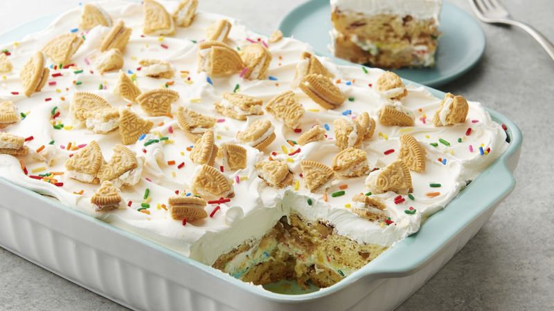 Birthday Cake Cinnamon Roll Lasagna