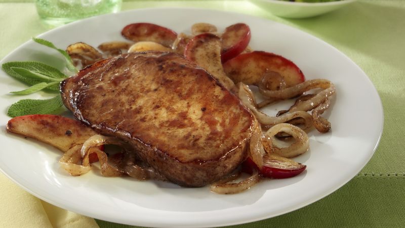 Pork Chops with Caramelized Onions & Apples