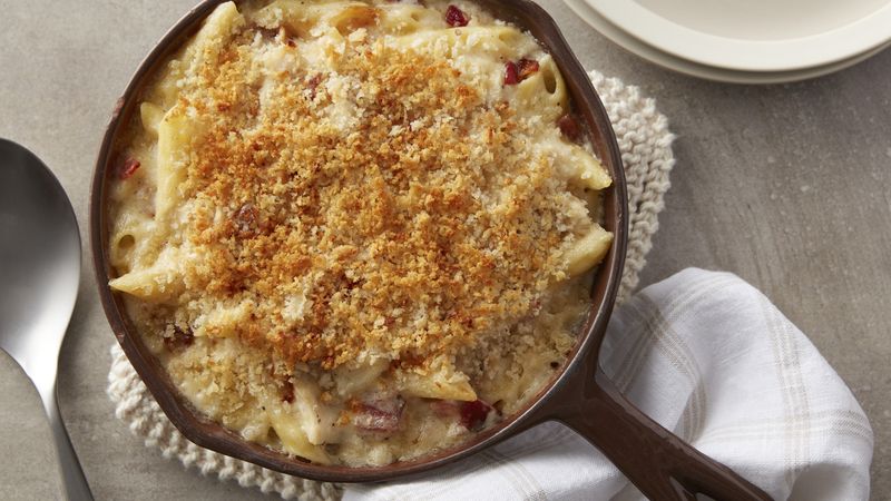 Chicken, Bacon and Caramelized Onion Pasta Bake (Cooking for 2)
