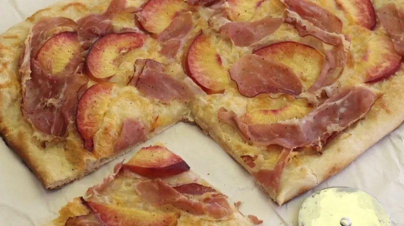 Prosciutto and Peach Pizza