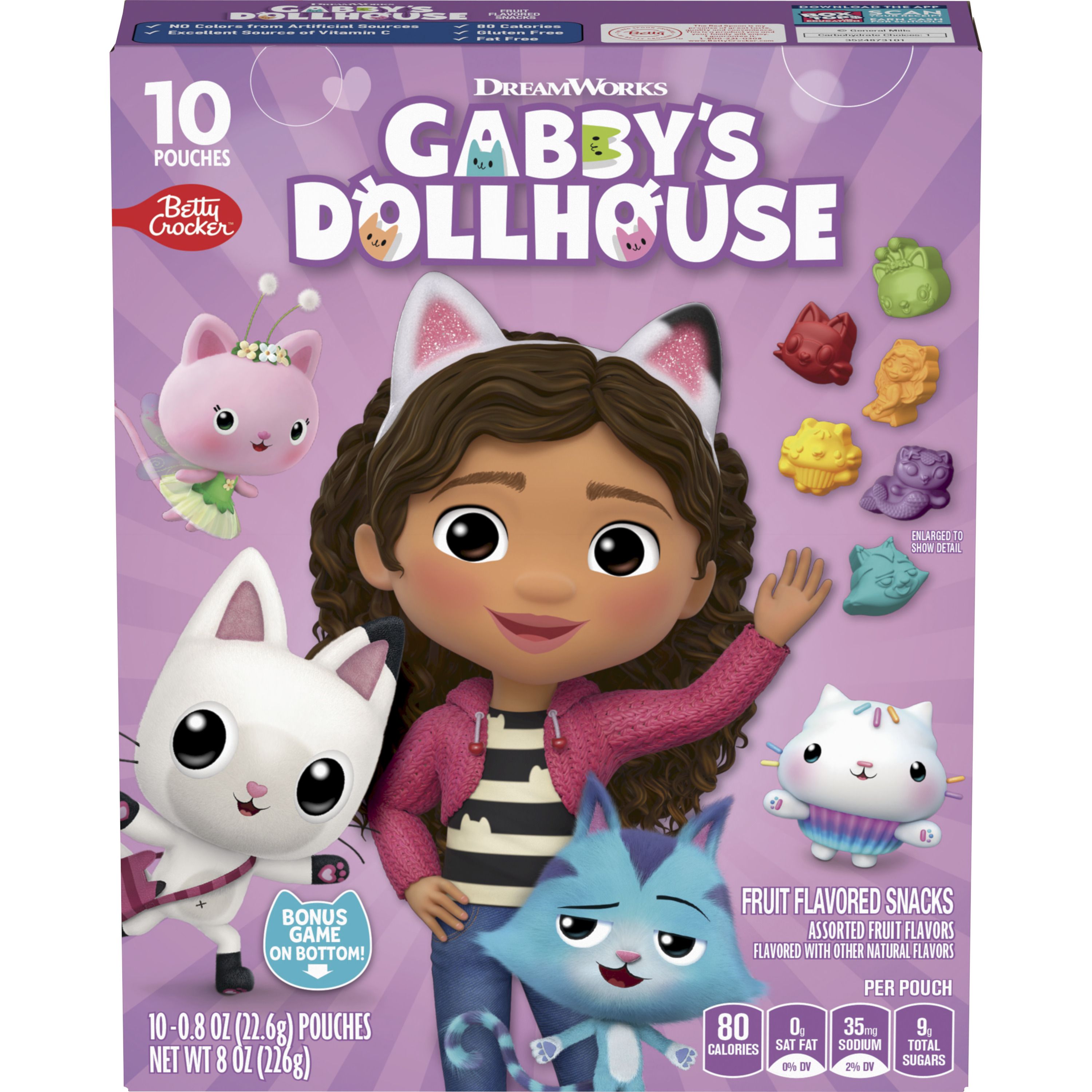 Gabby's Dollhouse Fruit Flavored Snacks, Treat Pouches, Gluten Free, 10 ct - Front
