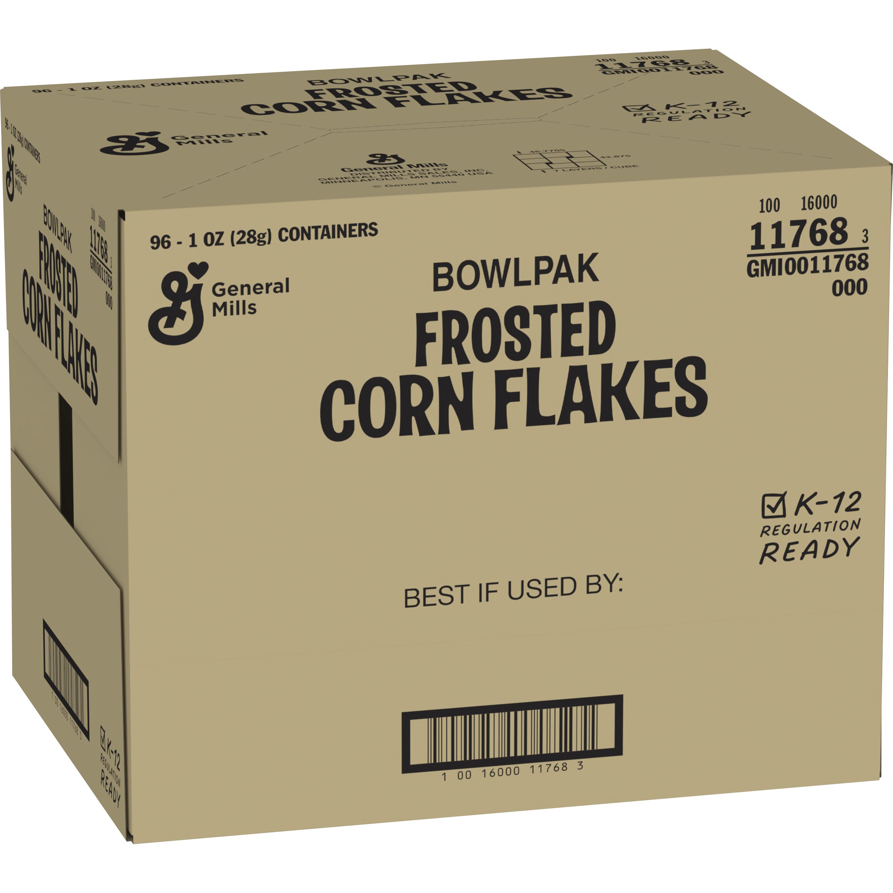 Case - Left Front 3D Frosted Corn Flakes Cereal Single Serve Bowlpak 96/1 OZ