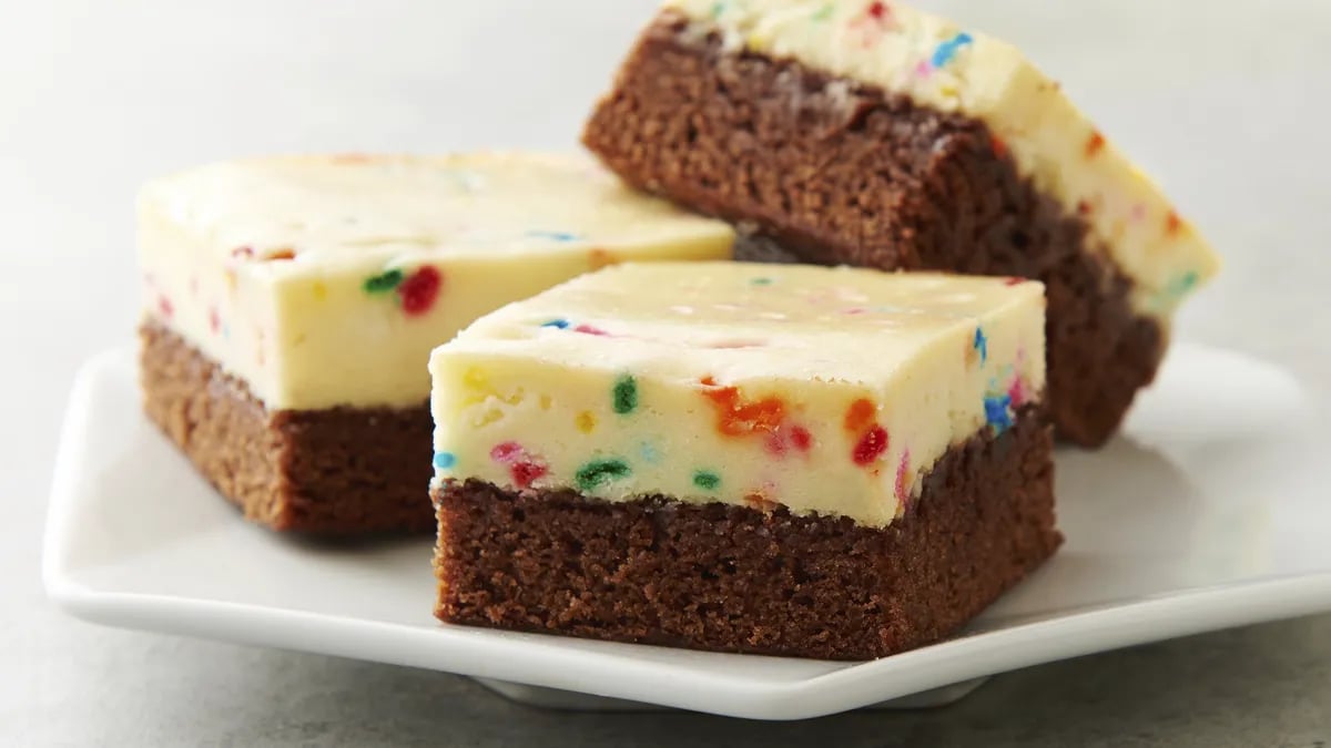 Cake Batter Cheesecake Brownies