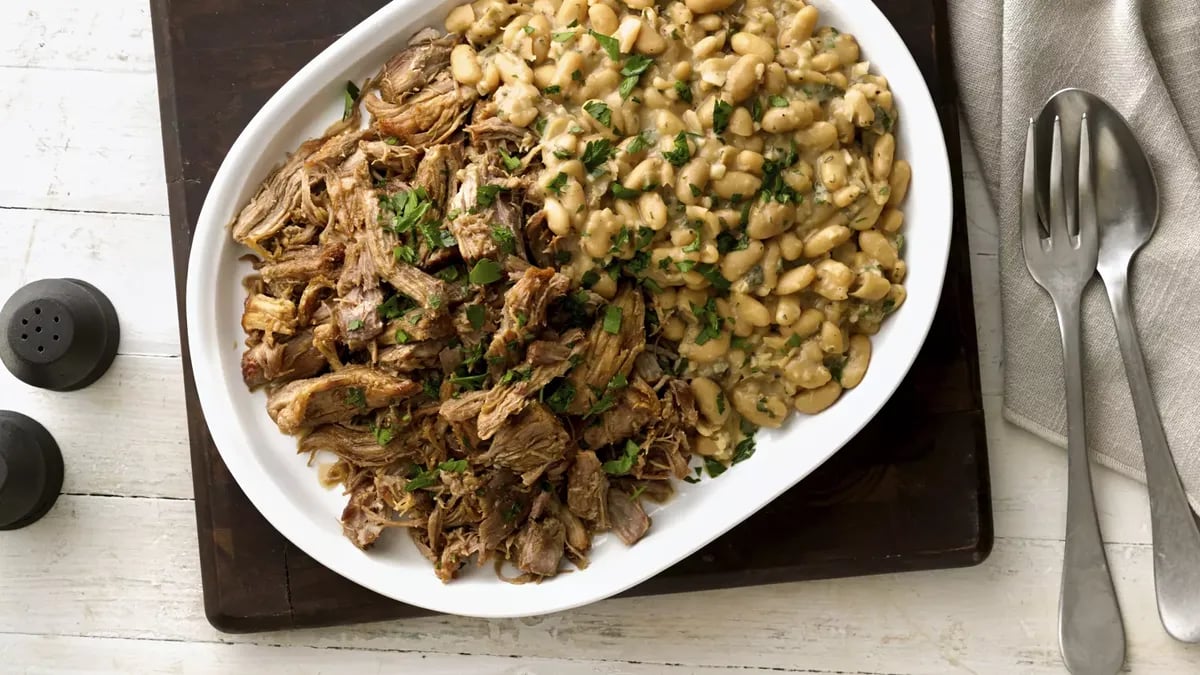 Slow-Cooker Pork Shoulder with White Beans