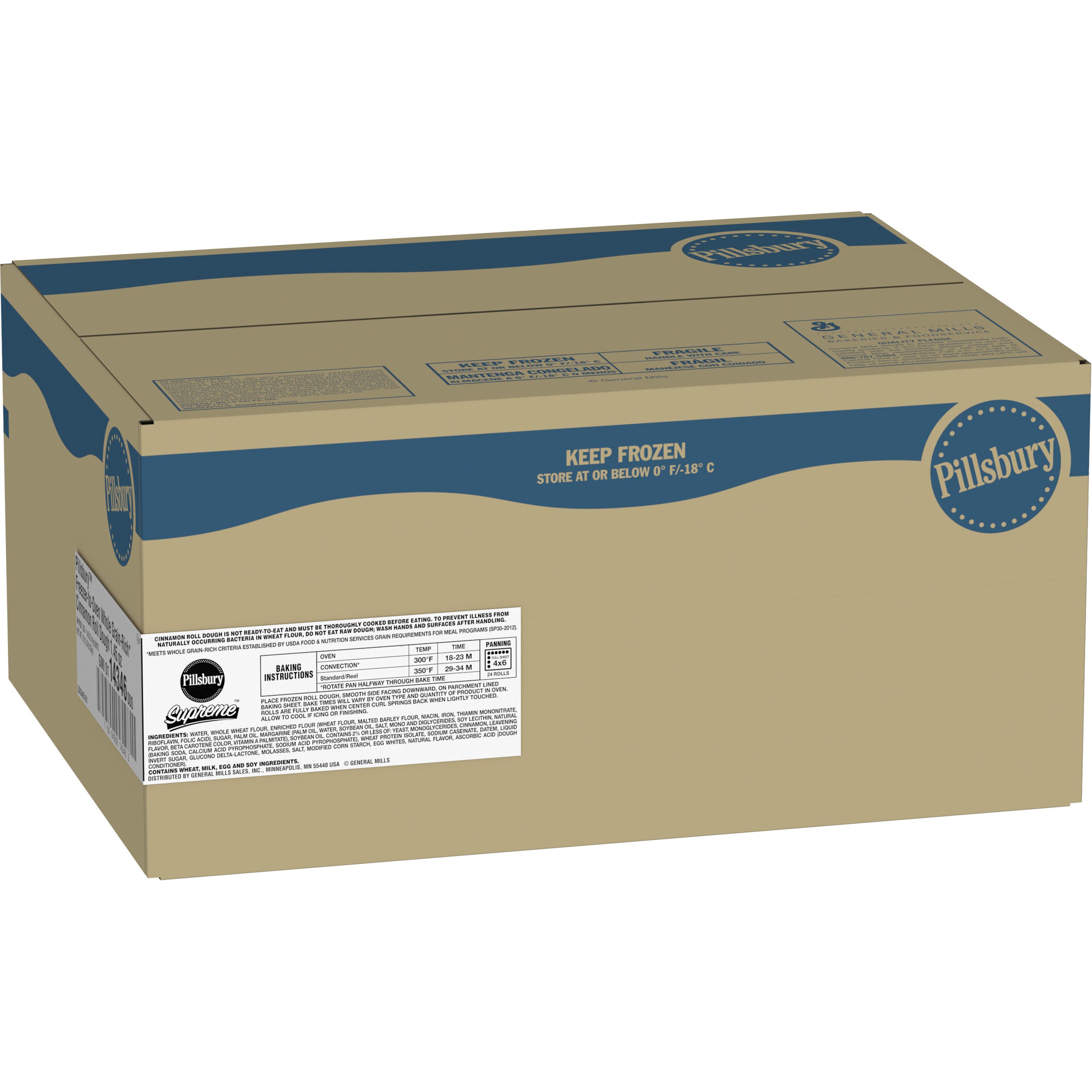 Case - Left Front 3D Pillsbury Frozen Cinnamon Roll Dough Bulk Whole Grain-Rich Approx. 200/1.45 OZ