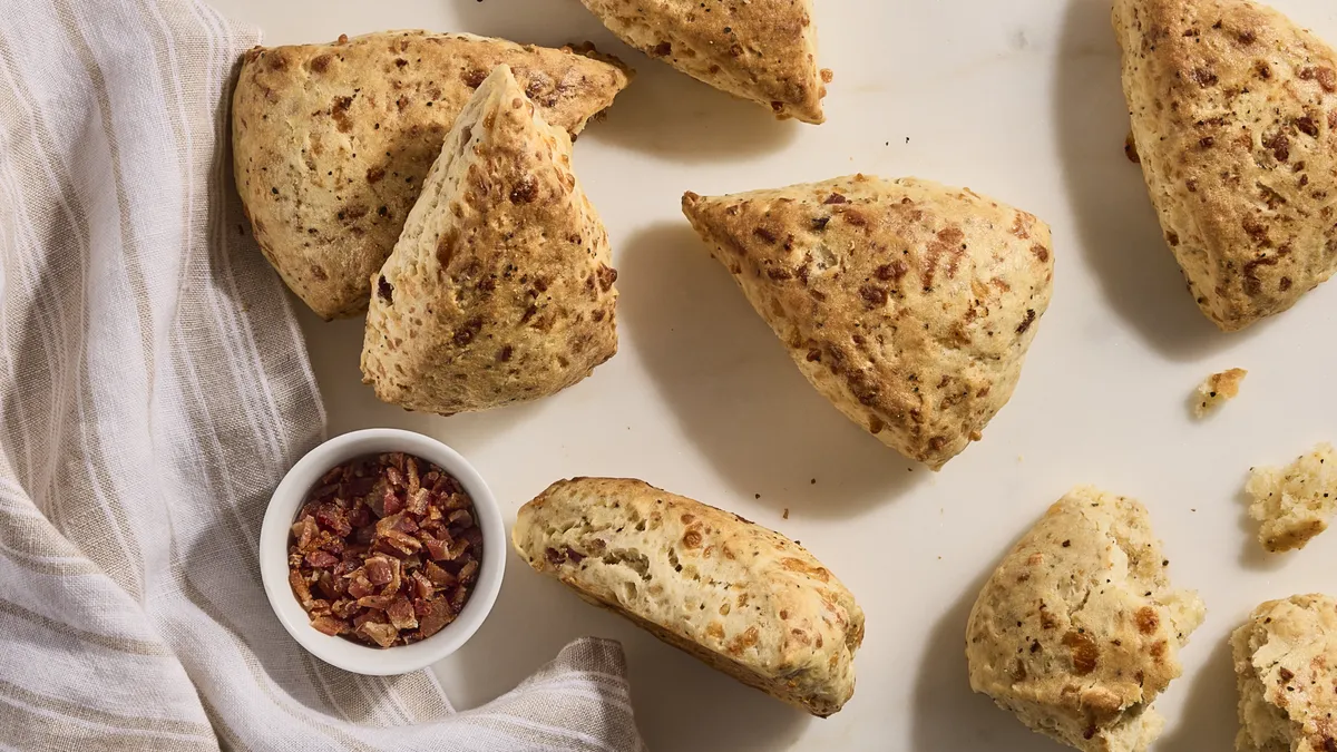Twice-Peppered Bacon and Buttermilk Scones with Gouda