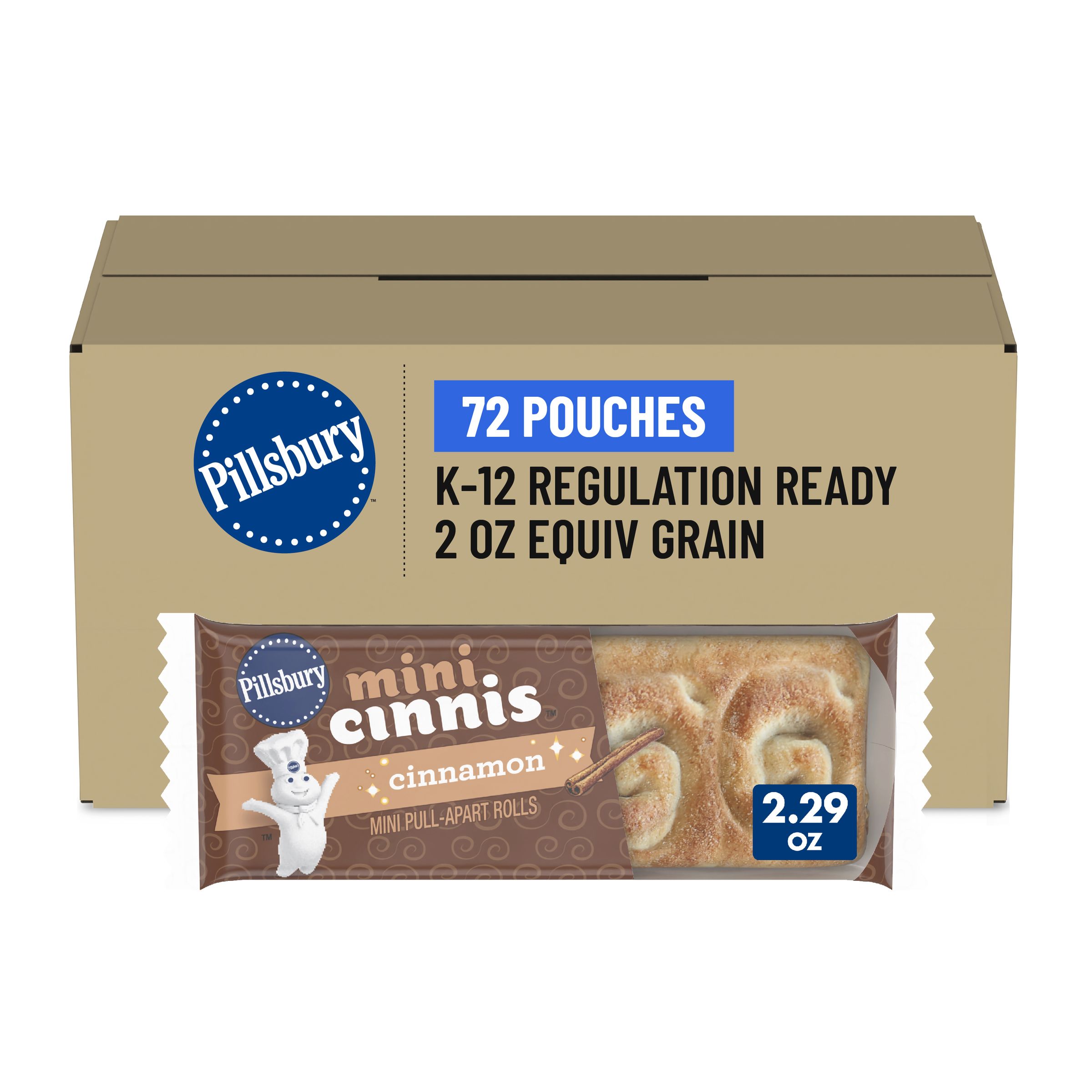  Case Optimized Hero Pillsbury Frozen Meals Mini Cinnis Single Serve Pouch Cinnamon 72/2.29 OZ