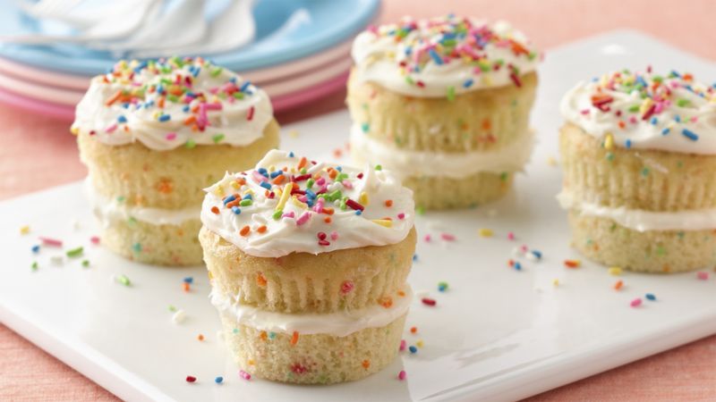 Layered Sprinkle Cupcakes