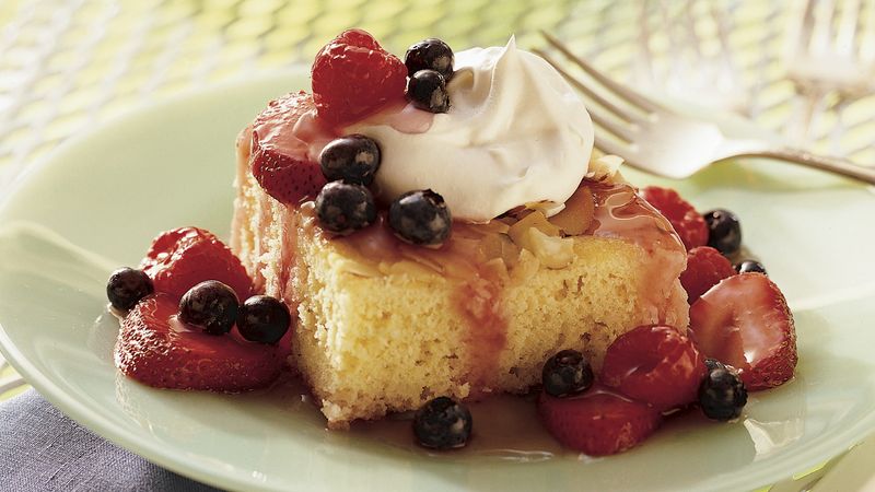 Almond Shortcake with Triple-Berry Sauce