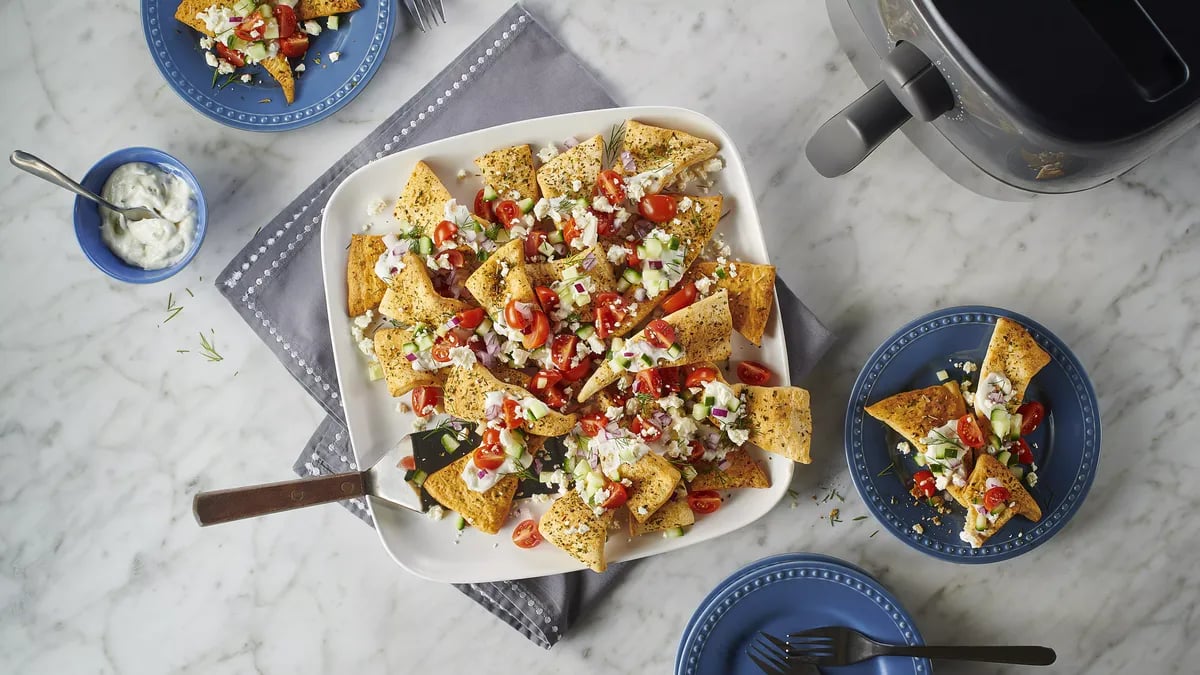 Air Fryer Greek Crescent Nachos