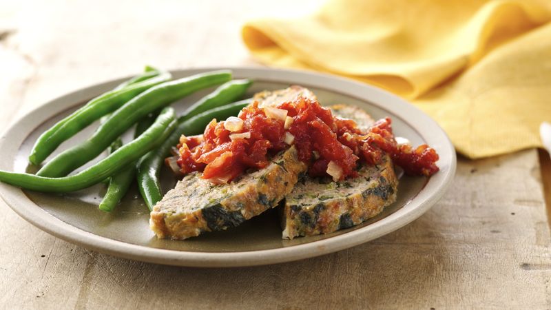 Bacon-Spinach Turkey Meatloaf with Tomato Jam 