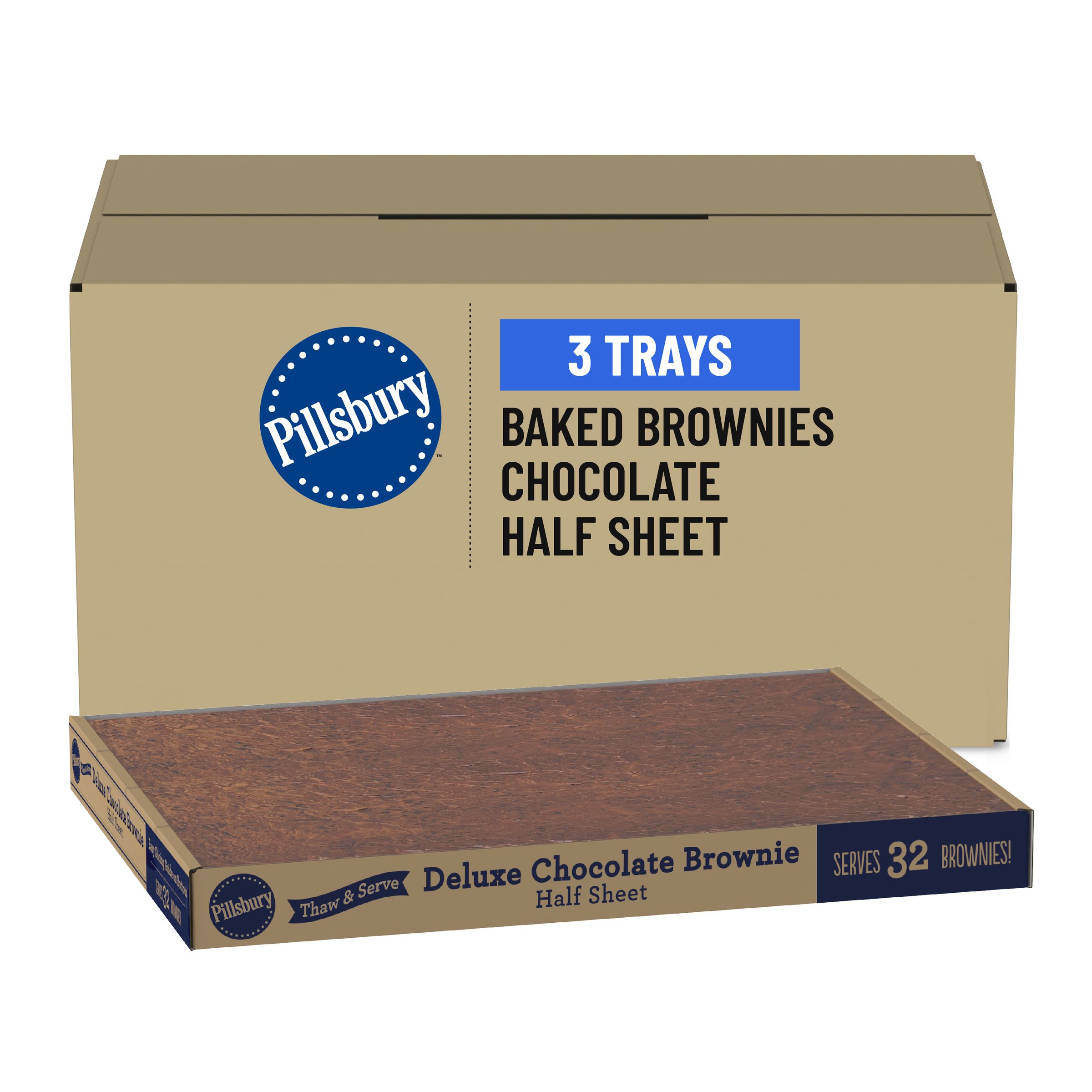  Case Optimized Hero Pillsbury Frozen Baked Brownie Tray Chocolate Half Sheet 3/67.8 OZ