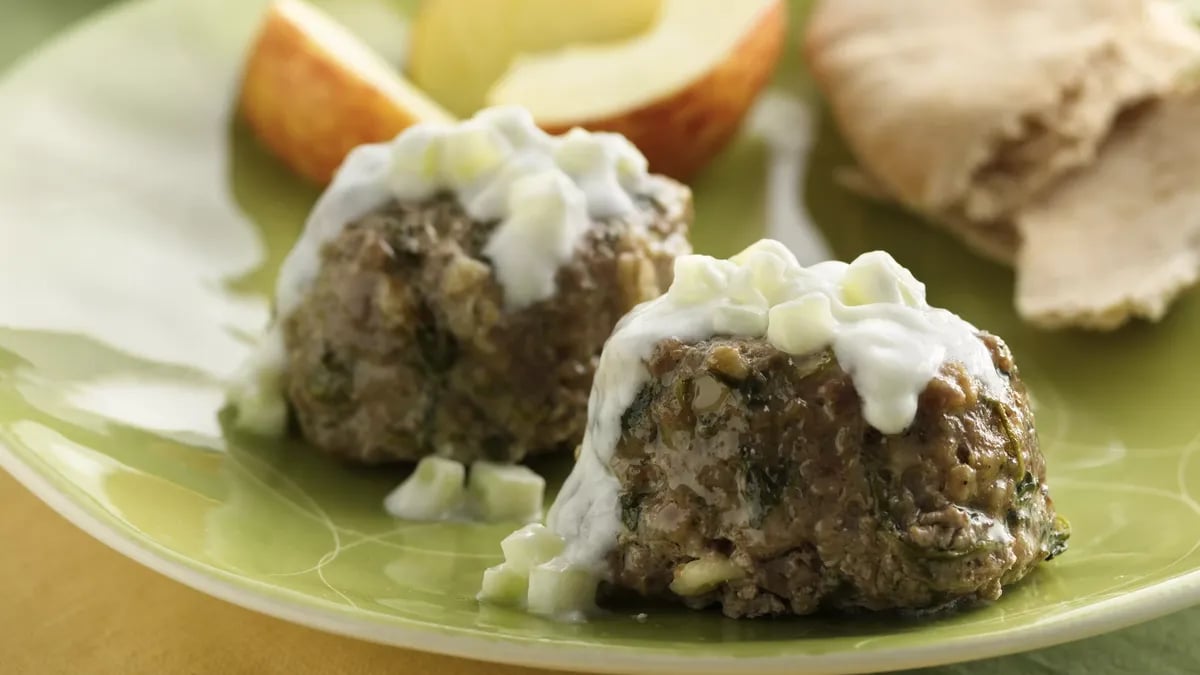 Mini Greek Meatloaves with Tzatziki Sauce