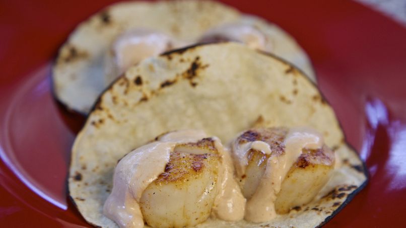 Scallop Tacos in Creamy Chipotle Sauce
