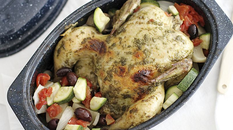 Slow-Cooker Pesto Chicken with Vegetables