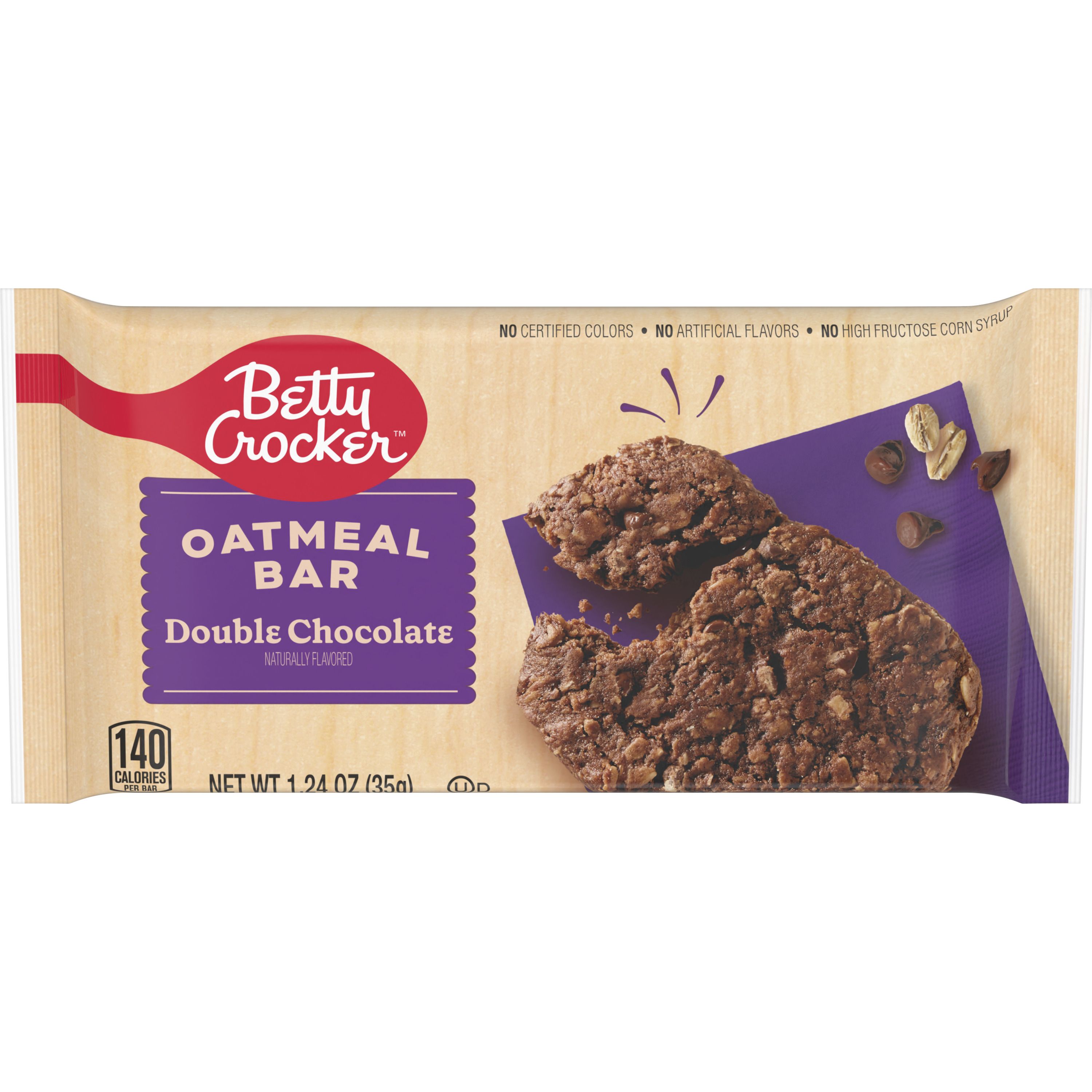 Front - 3D Betty Crocker Oatmeal Bar Single Serve Pouch Double Chocolate 144/1.24 OZ