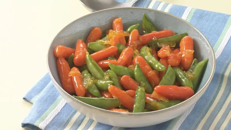 Orange Glazed Carrots and Sugar Snap Peas