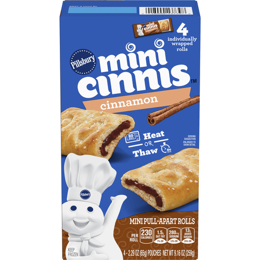 Pillsbury Mini Cinnis, Pull-Apart Cinnamon Rolls, 4 Rolls, 9.16 oz - Front