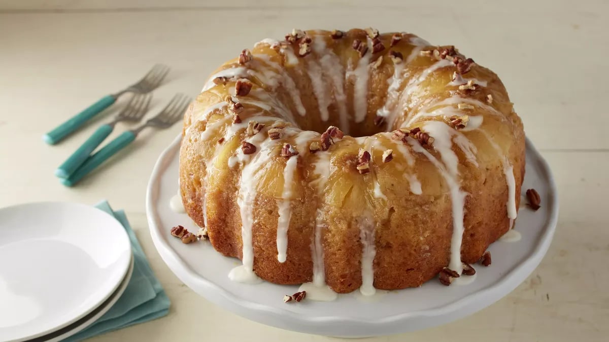 Hummingbird Upside-Down Poke Bundt Cake