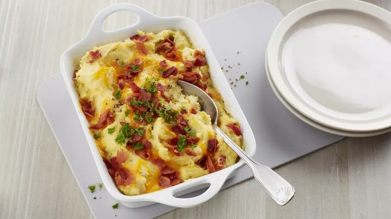 Cheesy Herb and Bacon Twice-Baked Potato Casserole