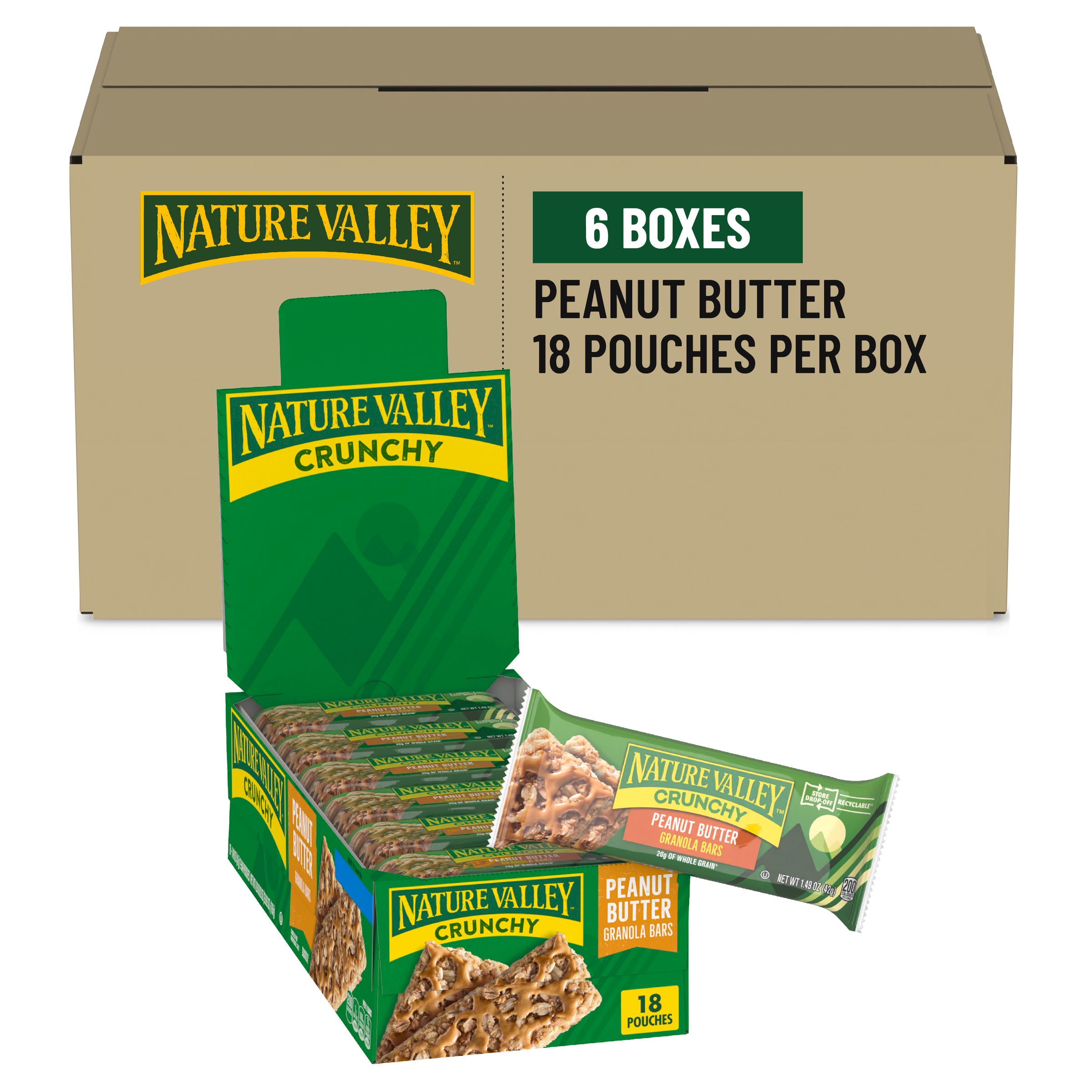  Case Optimized Hero Nature Valley Granola Bars Box Crunchy Peanut Butter 6/26.82 OZ
