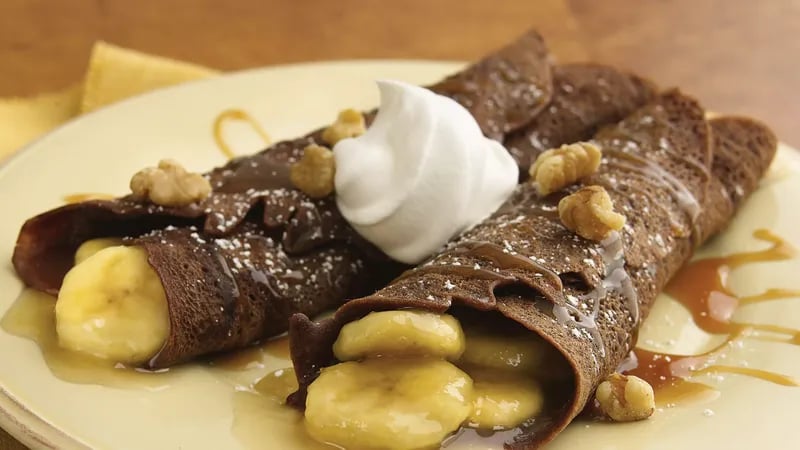 Banana-Filled Caramel-Chocolate Crepes