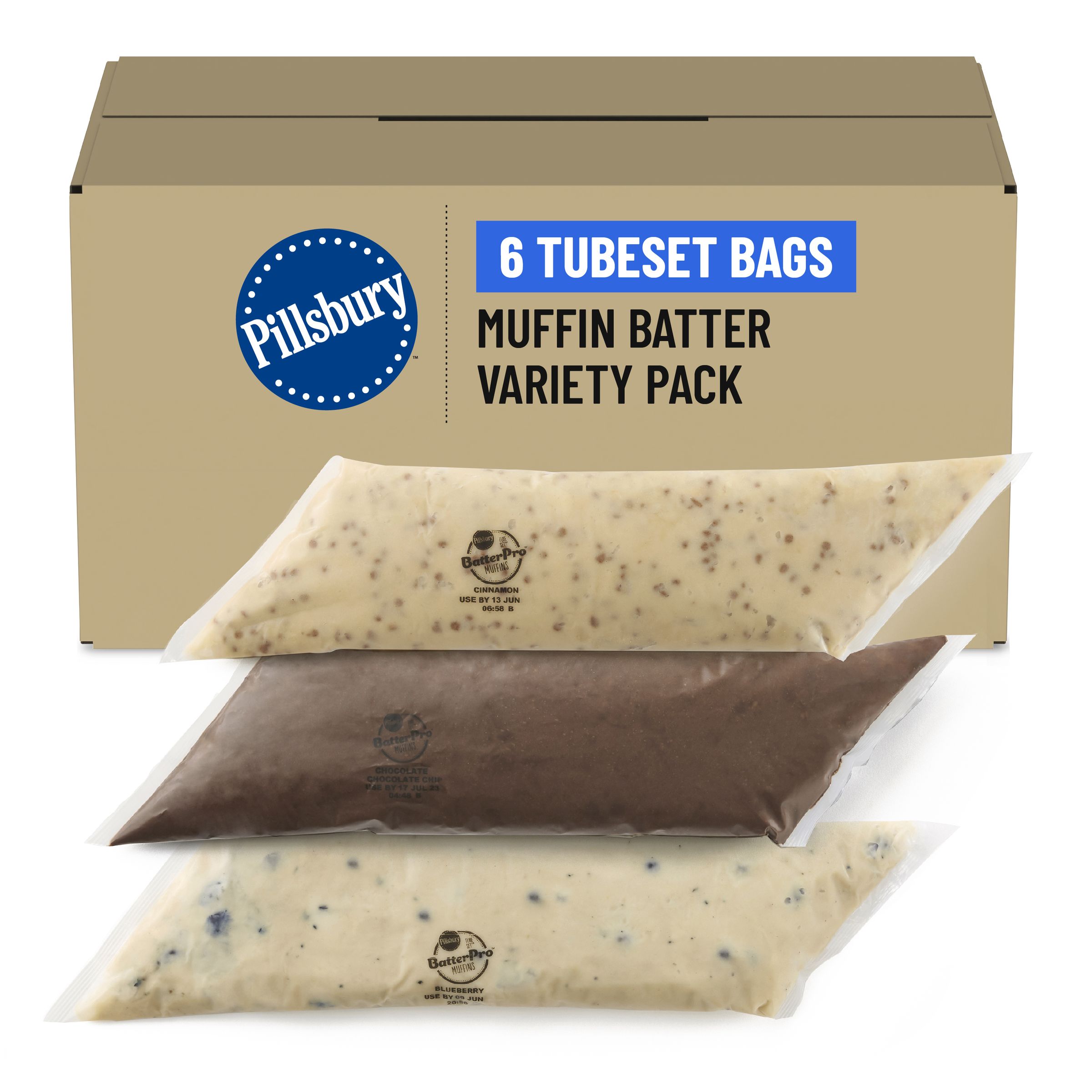  Case Optimized Hero Pillsbury BatterPro Frozen Muffin Batter TubeSet Variety Pack 6/3 LB
