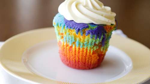 Jumbo Rainbow Cupcakes