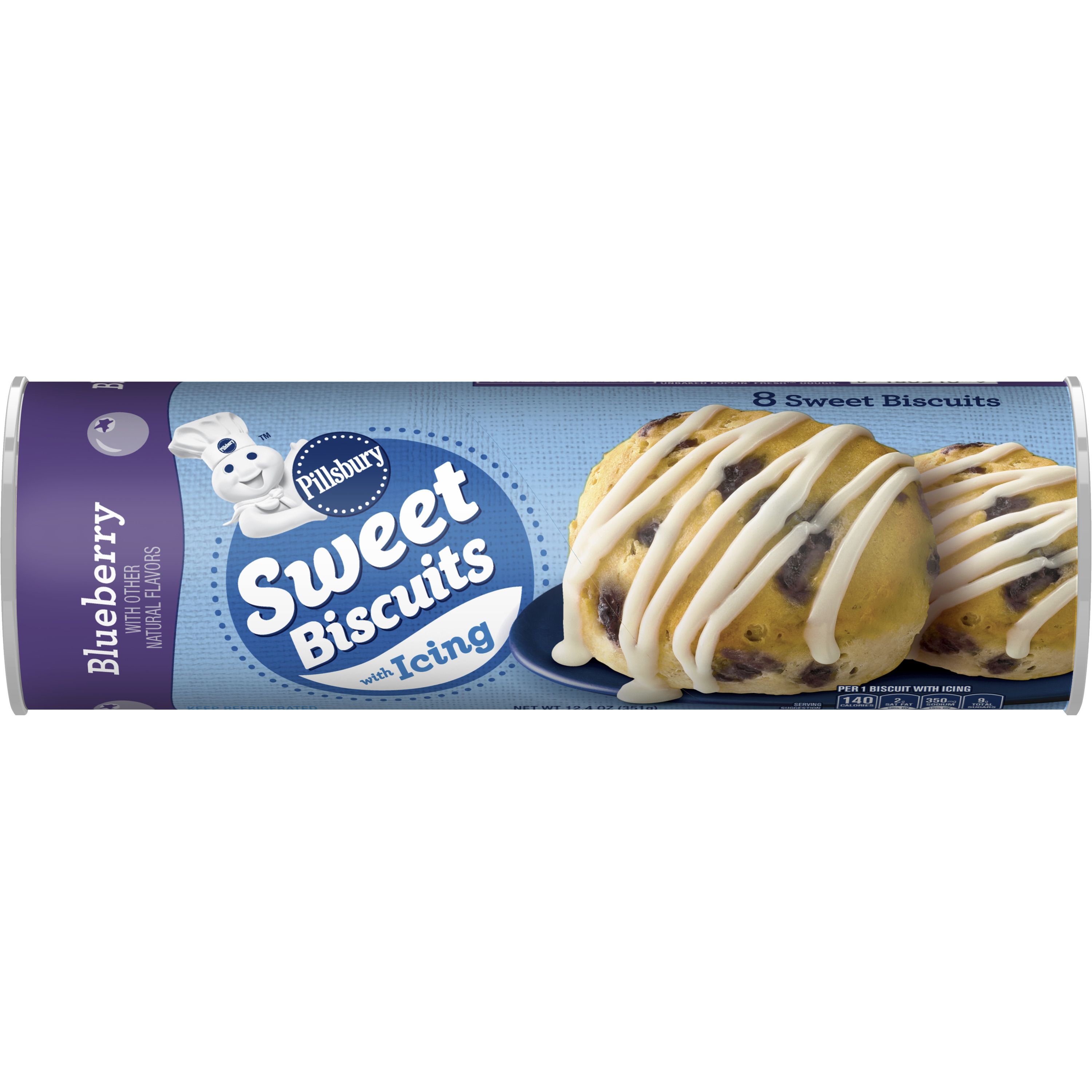 Pillsbury™ Blueberry flavored refrigerated Sweet Biscuits with Icing - Front