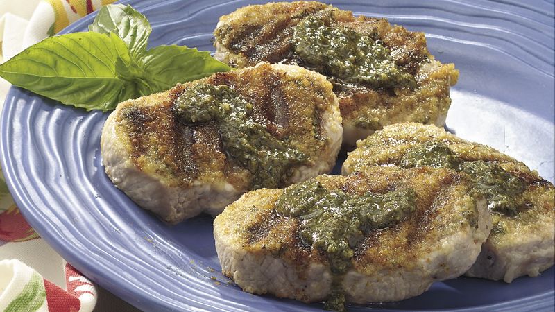 Pesto-Topped Grilled Pork Chops