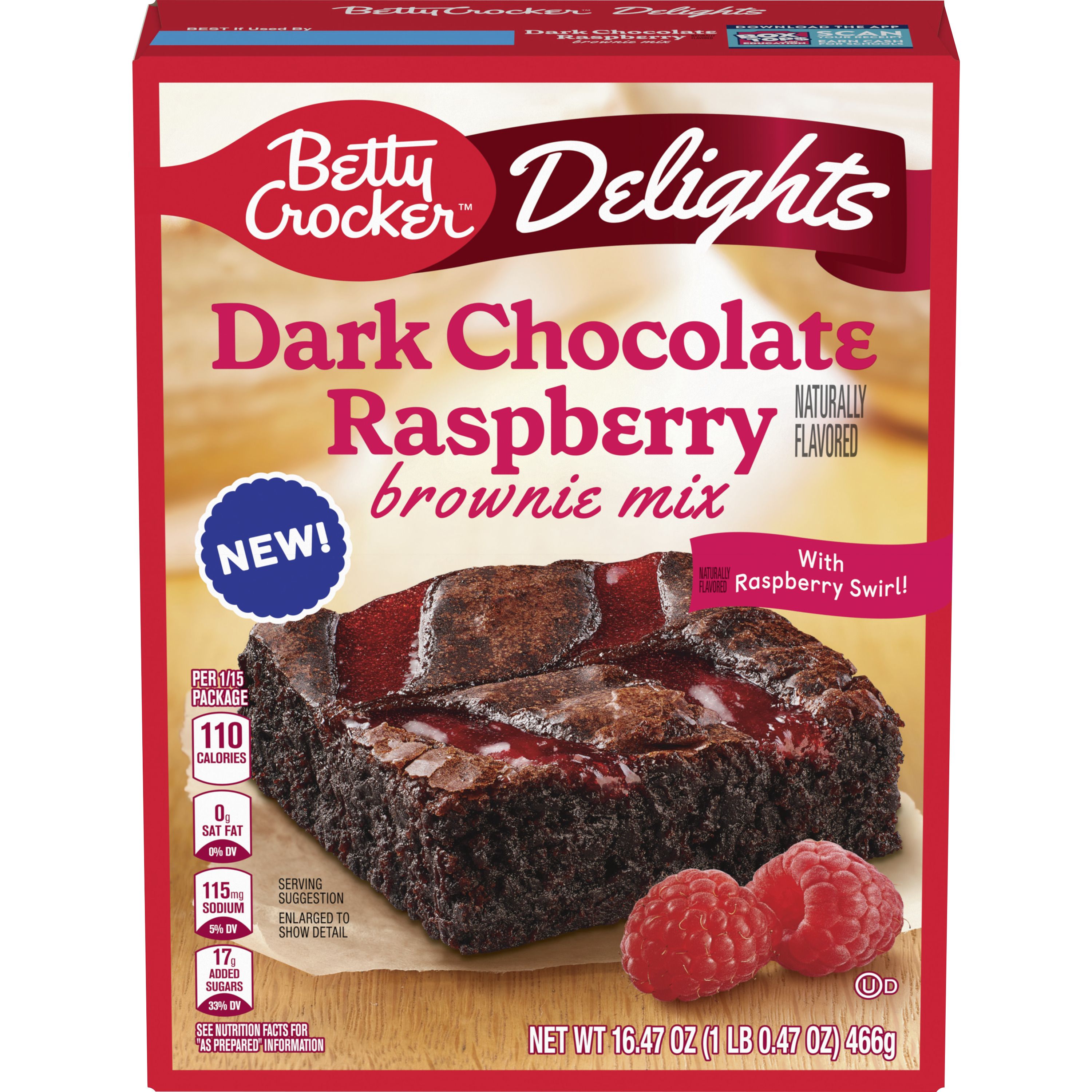 Betty Crocker™ Supreme Dark Chocolate Raspberry Brownie Mix - Front
