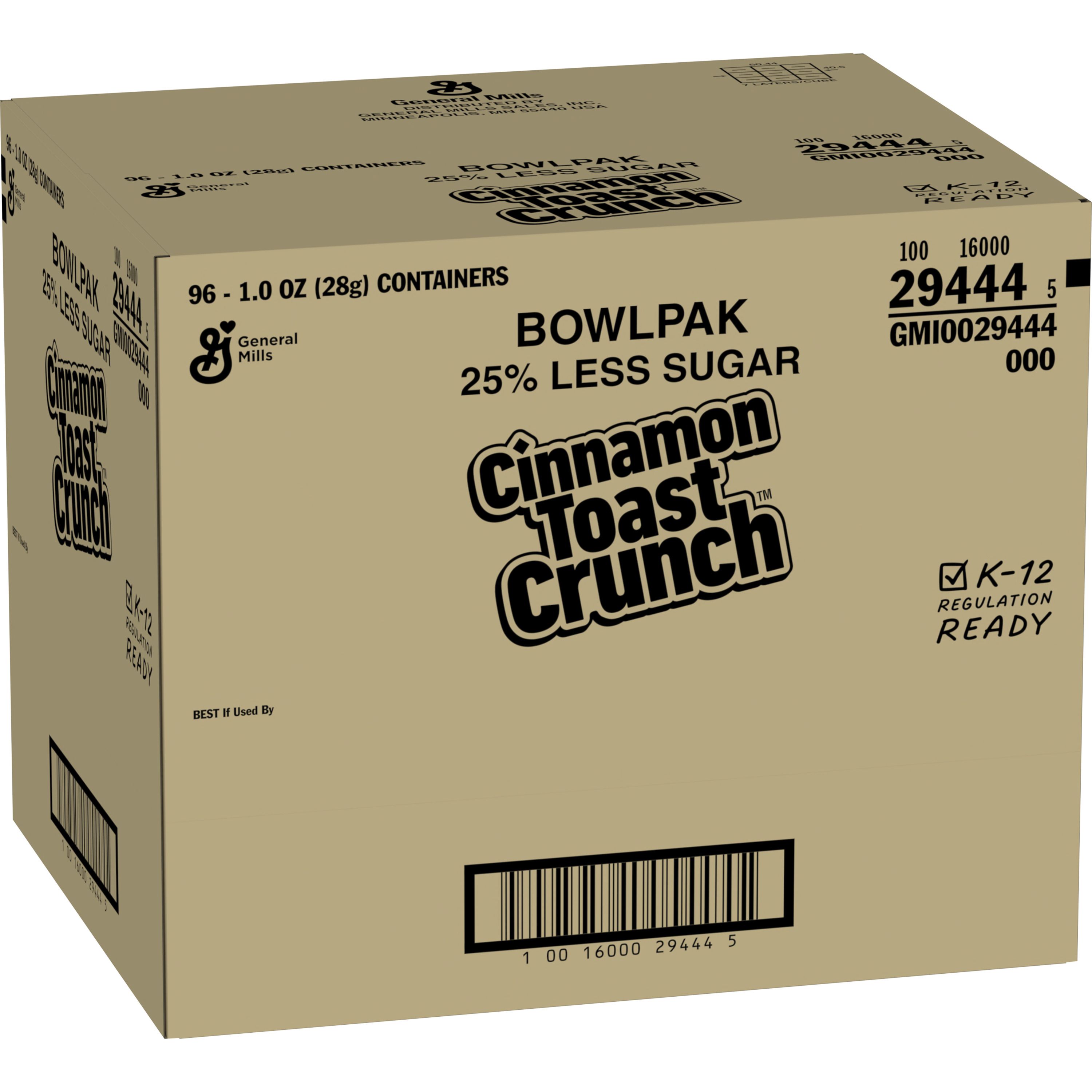 Case - Left Front 3D Cinnamon Toast Crunch Cereal Single Serve Bowlpak 25% Less Sugar 96/1 OZ