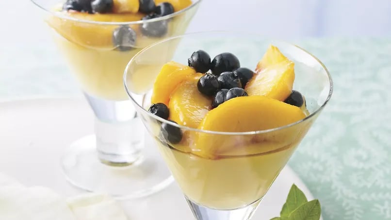 Blueberry- and Peach-Topped Ginger Pudding