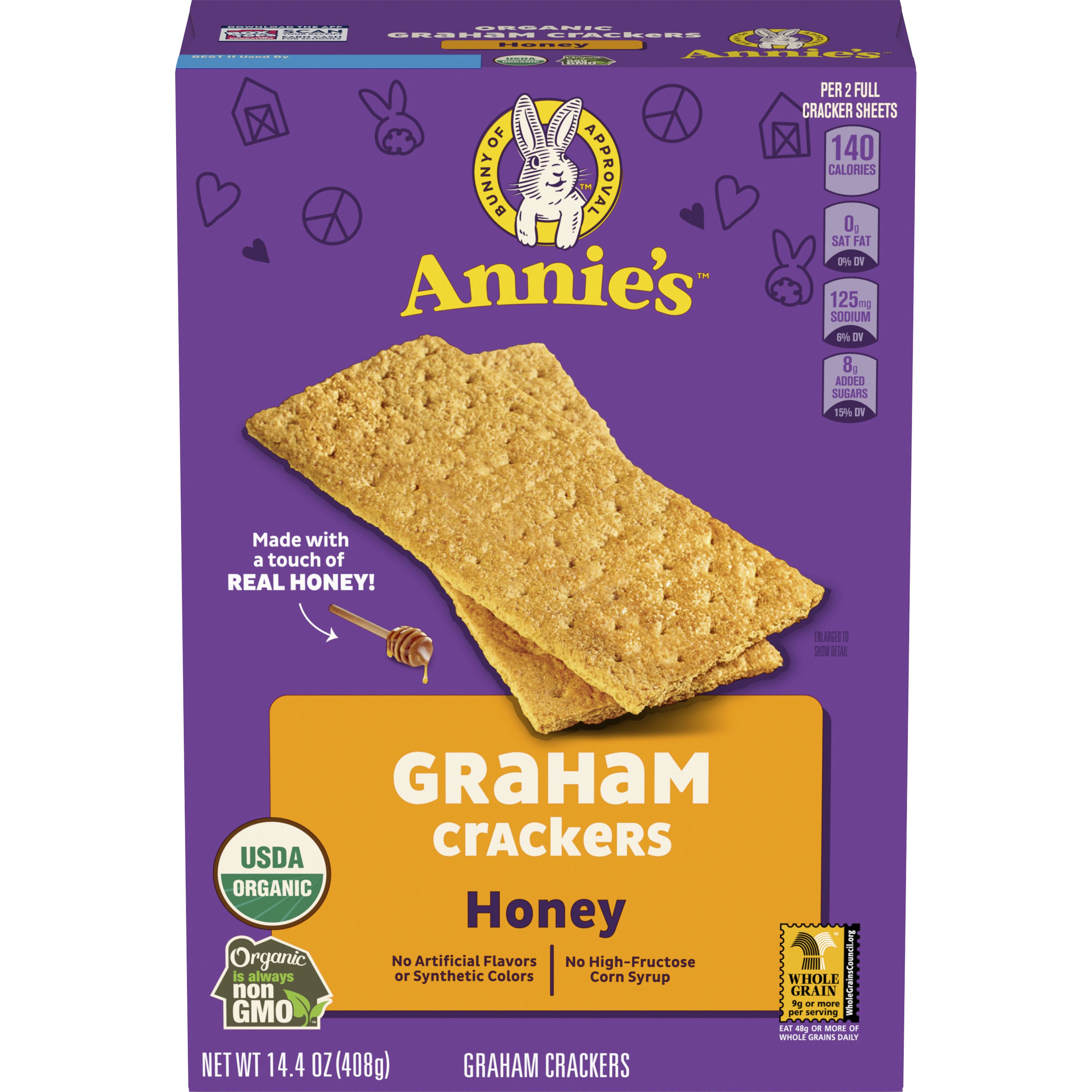 Front - 3D Annie's(TM) Organic Graham Crackers Honey Grahams (12 ct) 14.4 oz