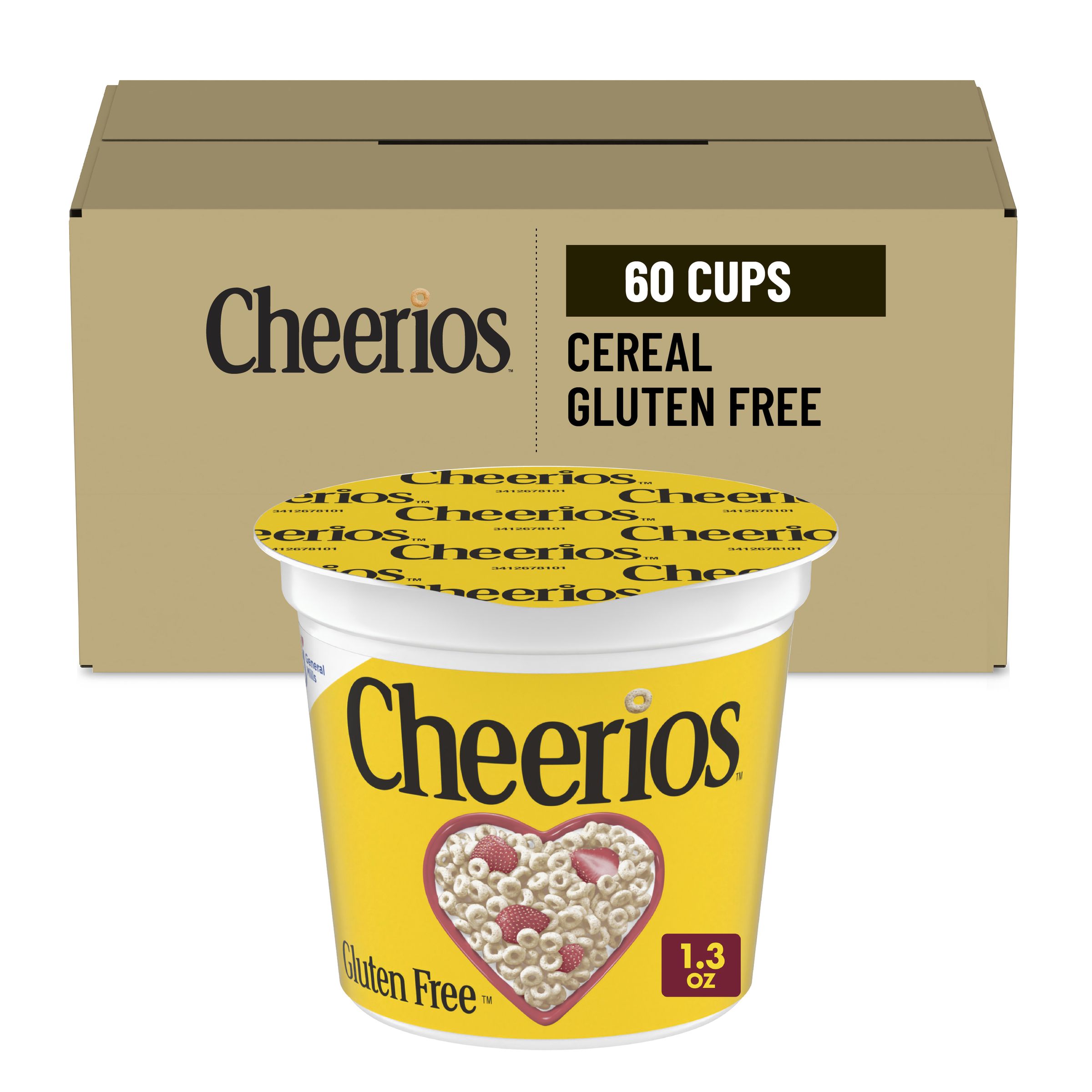  Case Optimized Hero Cheerios Gluten Free Cereal Single Serve Cup 60/1.3 OZ