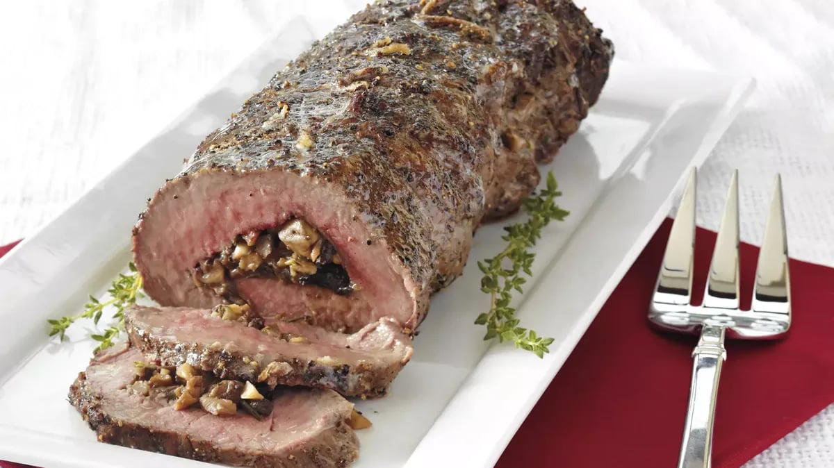 Mushroom-Herb Stuffed Beef Tenderloin