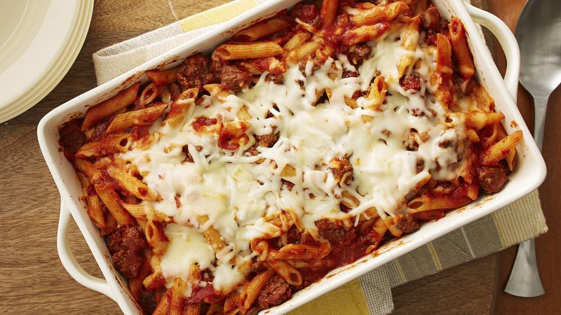 Easy Double Cheese Baked Penne