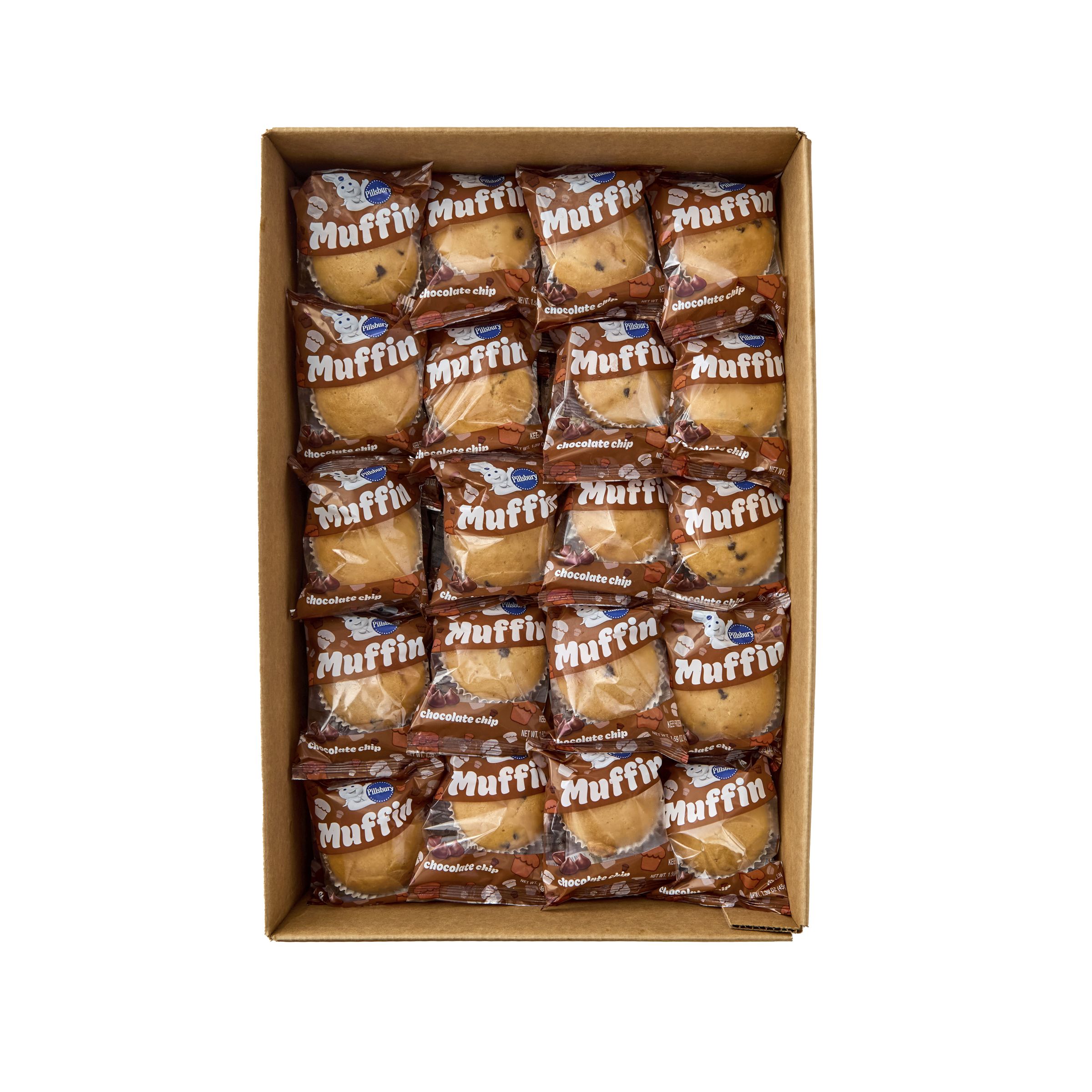  Open Case Pillsbury Frozen Meals Baked Muffin Single Serve Pouch Chocolate Chip 80/1.59 OZ