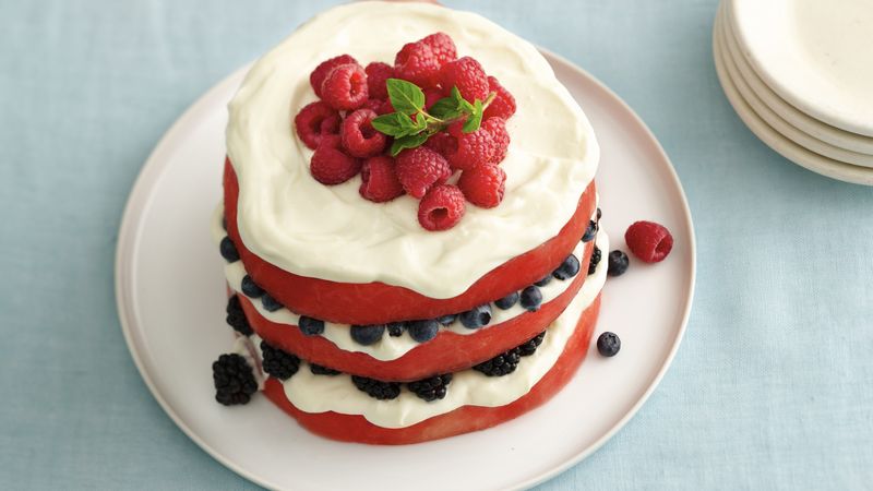 Red, White and Blue Fruit "Cake"