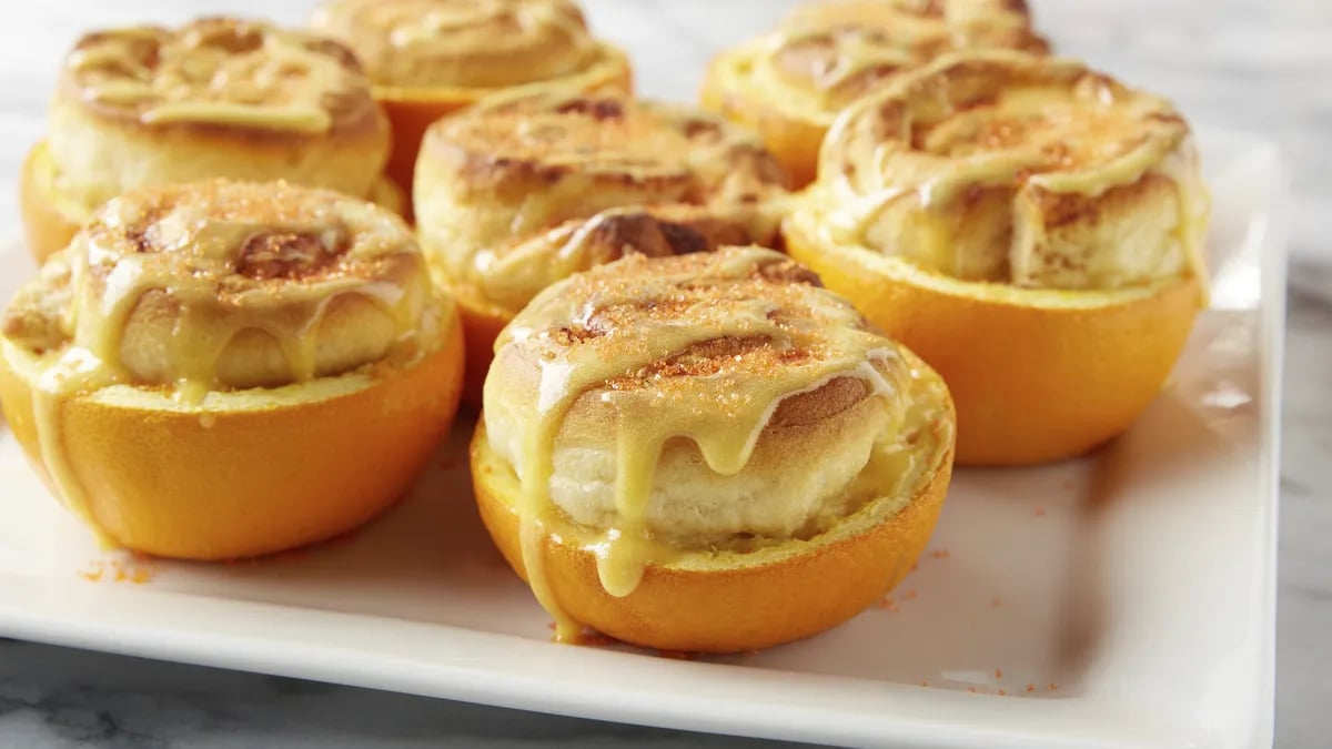 Orange Cinnamon Rolls Baked in Oranges