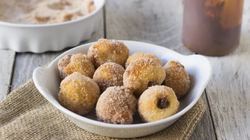 Chocolate-Caramel-Stuffed Doughnut Holes