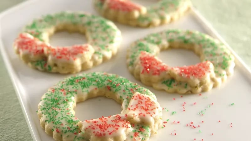 Christmas Wreath Sugar Cookies