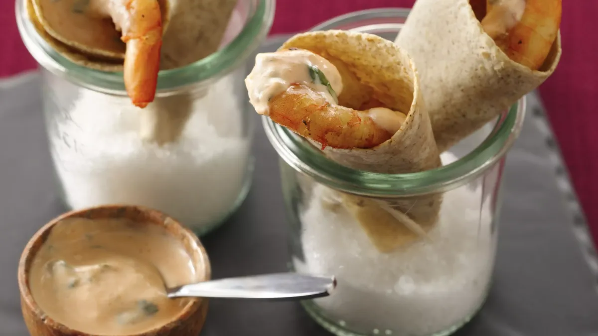 Shrimp Cones with Spicy Yogurt Sauce