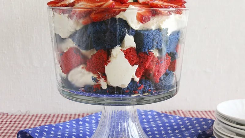 Red, White and Blue Trifle