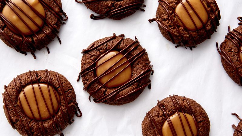 Gluten-Free Chocolate Caramel Thumbprint Cookies