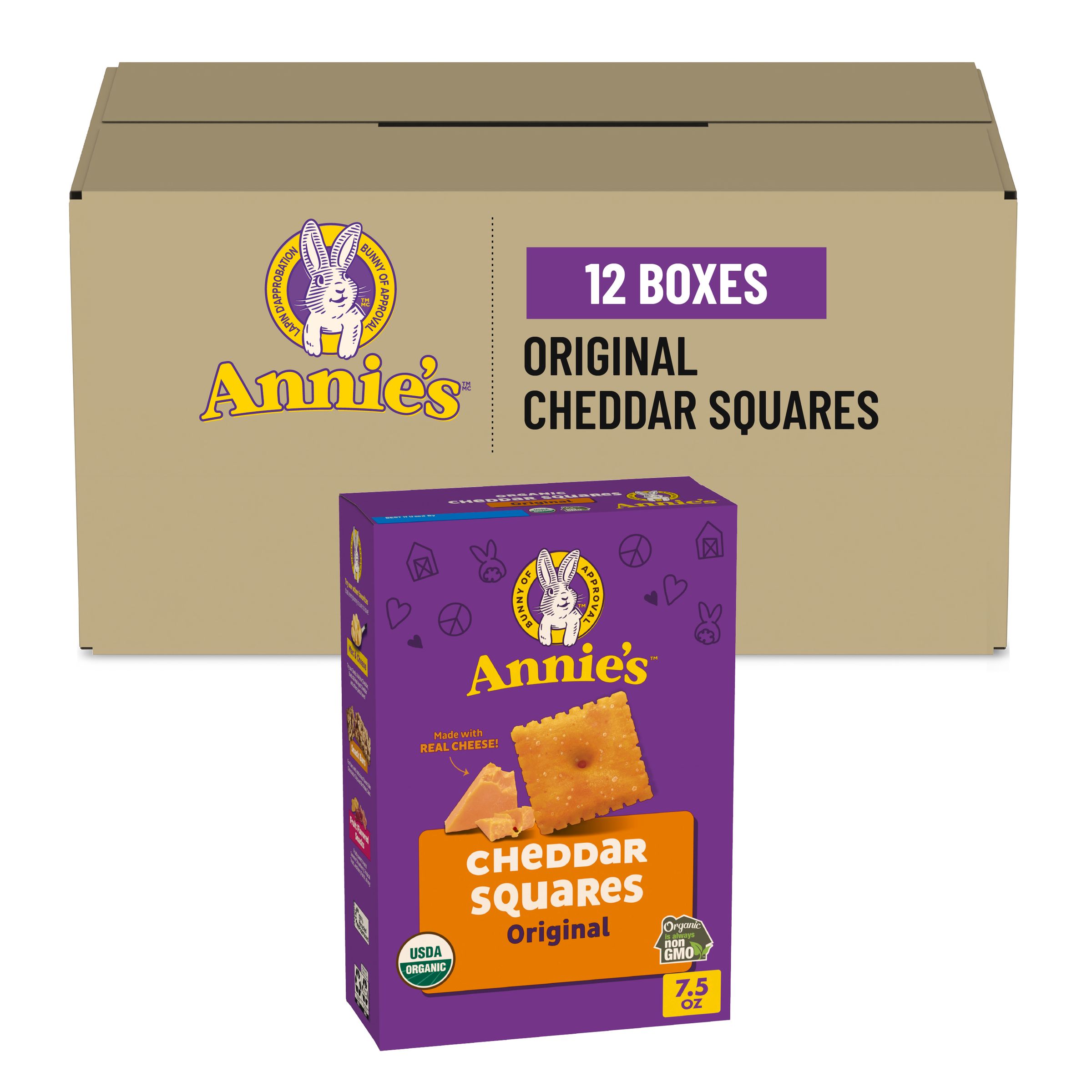  Case Optimized Hero Annie's(TM) Organic Snack Crackers Cheddar Squares (12 ct) 7.5 oz