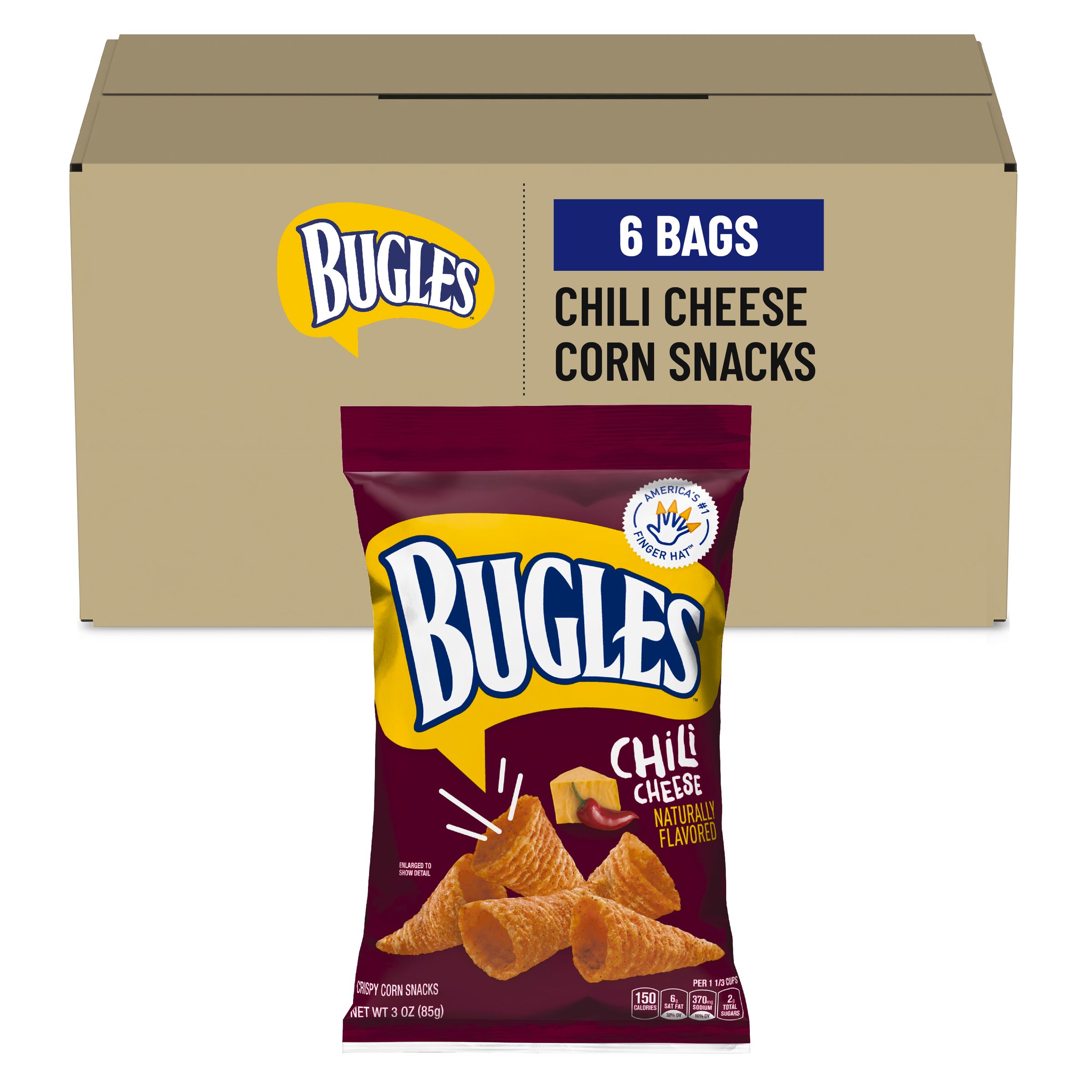  Case Optimized Hero Bugles Salty Snack Bag Chili Cheese 6/3 OZ
