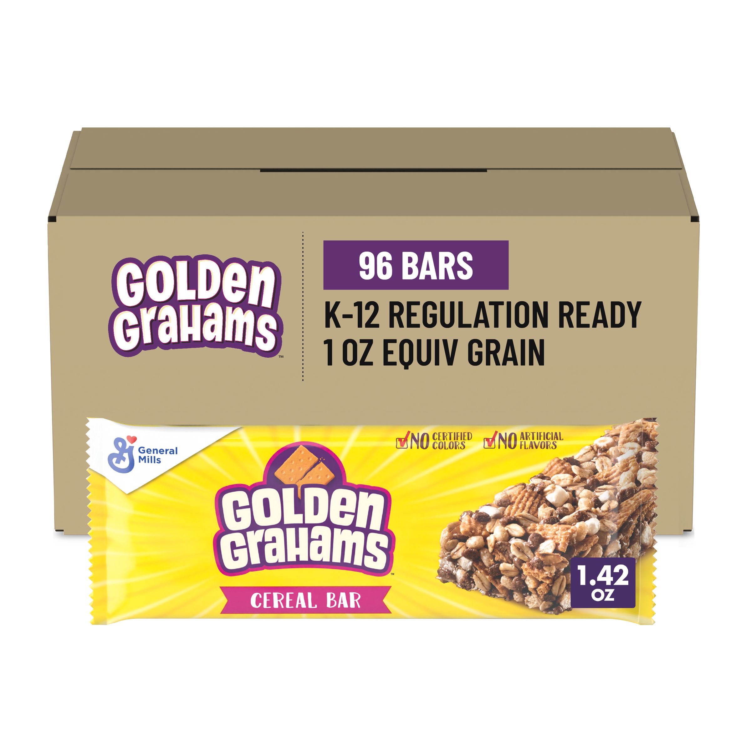  Case Optimized Hero Golden Grahams Cereal Bars Single Serve Pouch 96/1.42 OZ