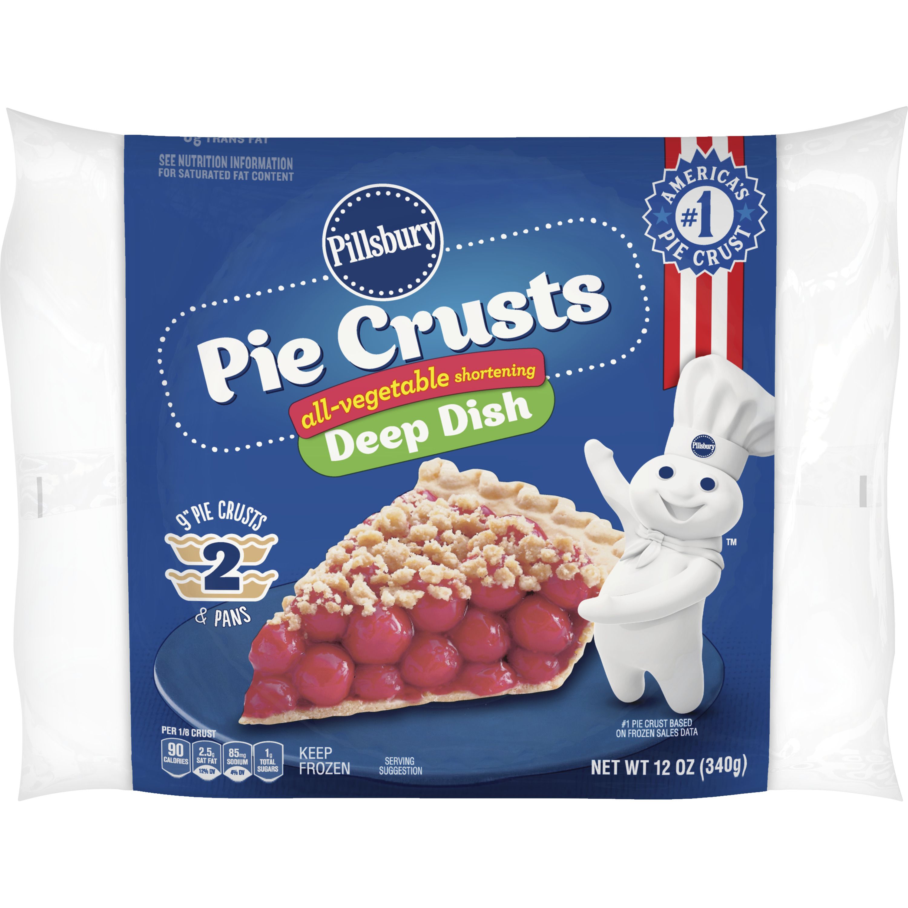 Pillsbury Pie Crusts, Deep Dish, All-Vegetable Shortening, 2 Crusts, 12 oz. - Front