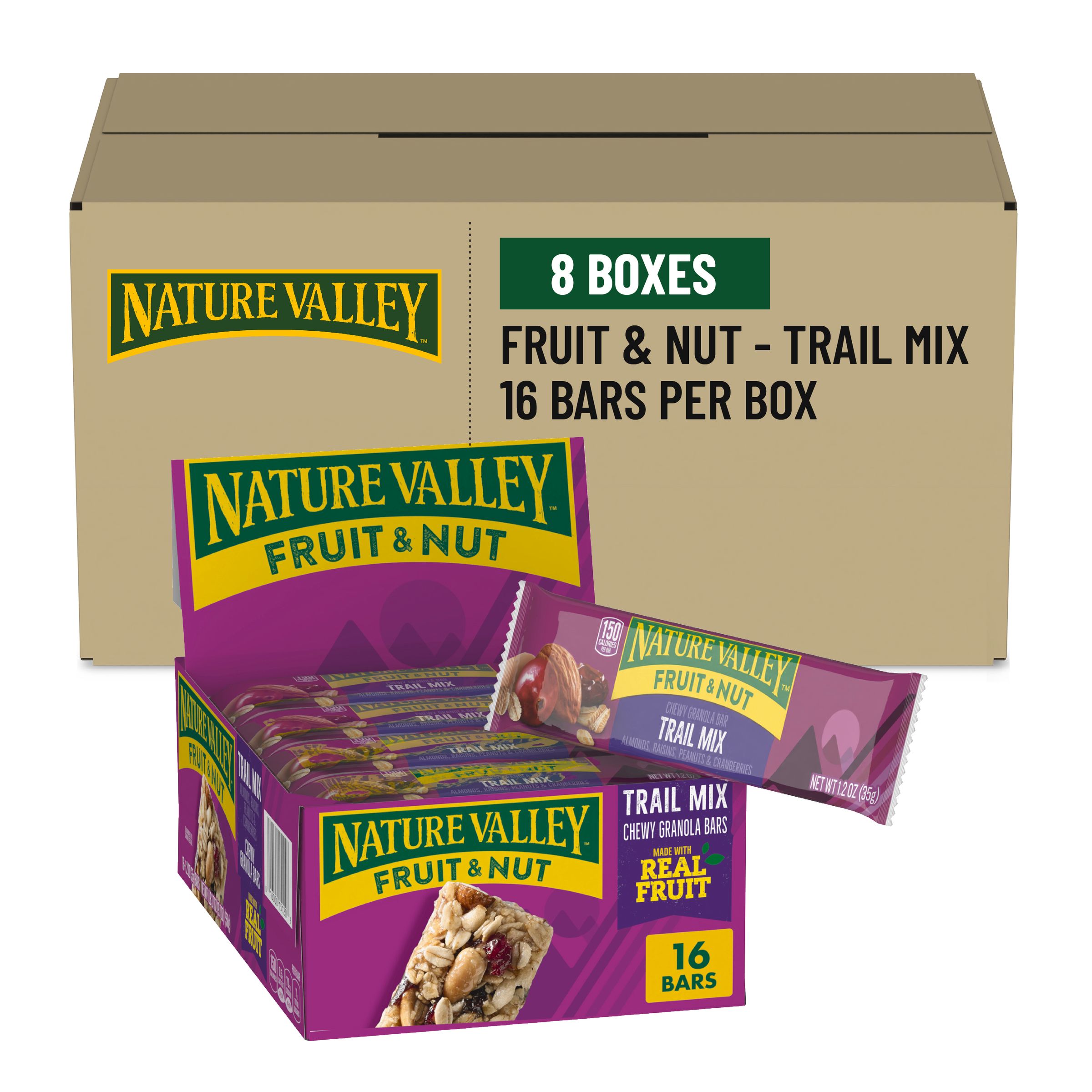  Case Optimized Hero Nature Valley Granola Bars Box Trail Mix Fruit and Nut 8/19.7 OZ